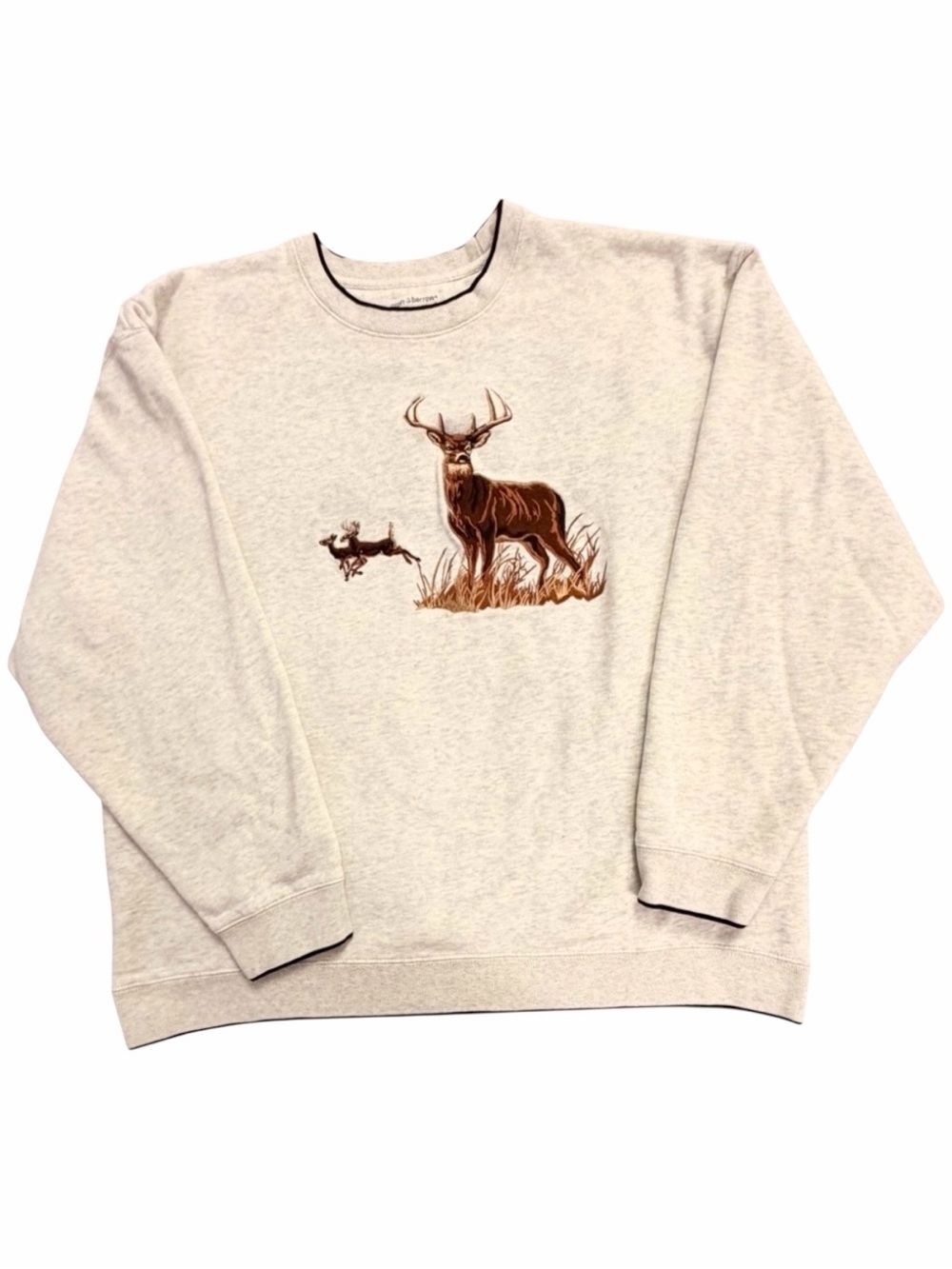 Croft & Barrow Embroidered Deer Stag Sweatshirt Mens‎ L Gray Cabin Lodge